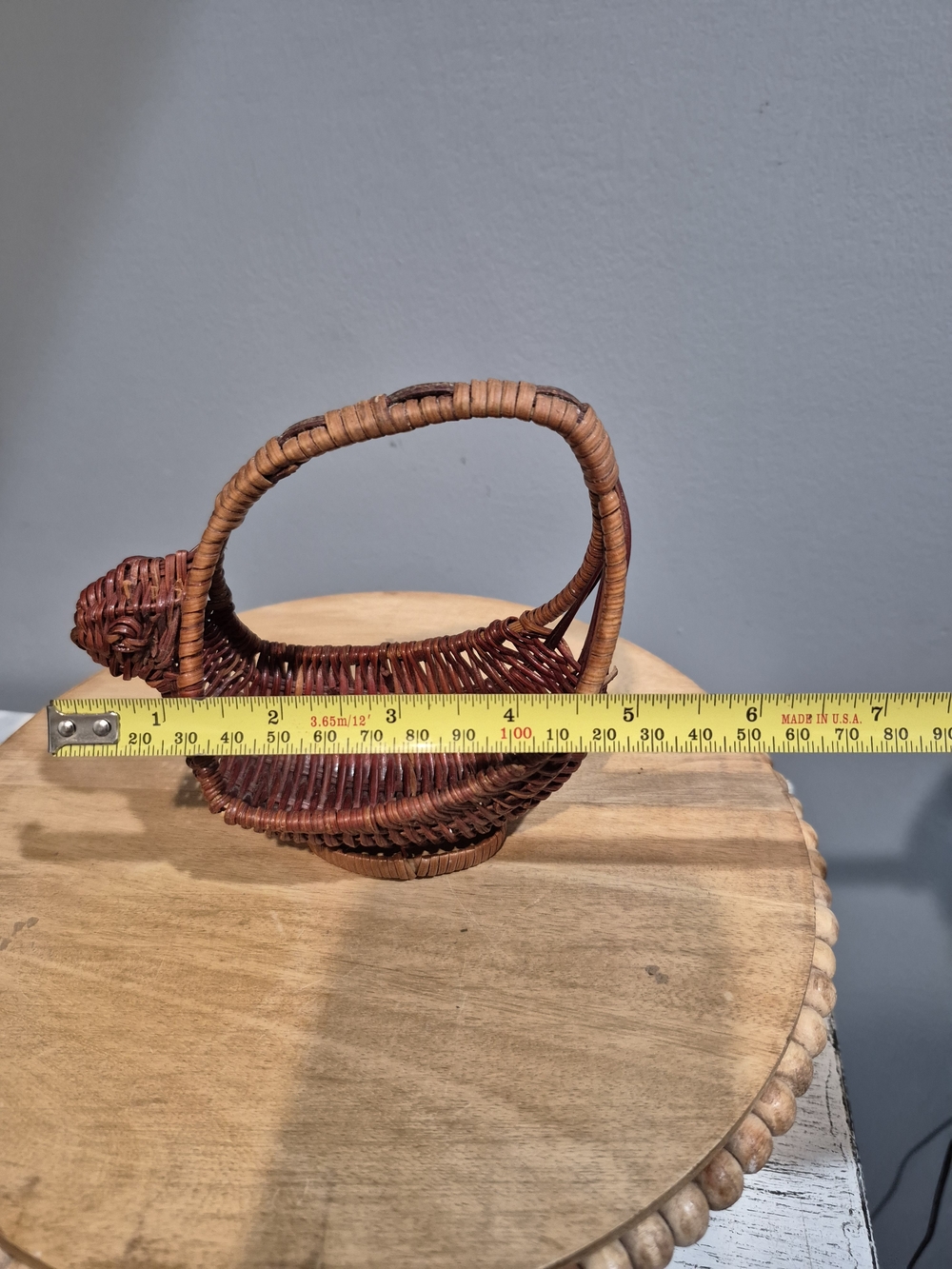 Small Vintage Woven Wicker Bunny Basket – Petite Rattan Easter Rabbit Decor - Picture 9 of 11